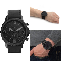 FOSSIL Nate 粗獷型男皮革計時腕錶(JR1354)50mm