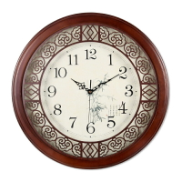 凱琴大號圓形中式木頭壁掛鐘客廳石英時鐘表臥室靜音掛表