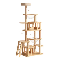 Cat Tree Climbing Frame Nest Integrated Wooden Large Cat Villa Frame Sisal Scratching Post Space Capsule Large Cat Climber Toys