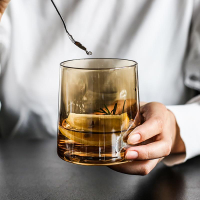 ins風彩色玻璃杯北歐家用透明水杯個性威士忌酒杯果汁杯子高顏值