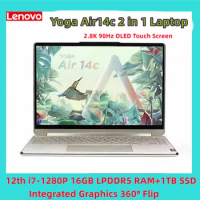 Lenovo Yoga Air14c 2022 NoteBook 12th Intel Core i7-1280P Windows 11 16GB RAM 1TB SSD 2.8K 90Hz OLED Touch Screen 2 in 1 Laptop