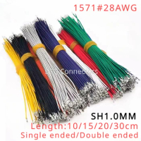 100PCS SH1.0MM single and double ended spring connector plug 100/200/300/500mm terminal 28AWG electronic color wire
