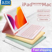 ASH For iPad Pro 12.9 2021 M1 Pro 12.9 2020 2018 Bluetooth Keyboard Case with Pencil Holder Smart PU Leather Cover