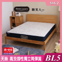 床的世界 Beauty Luxury名床BL5二線天絲獨立筒床墊-5x6.2尺