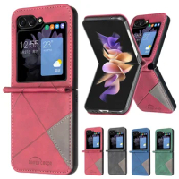 Luxury Wallet Prismatic Flip Leather Cover Stand Case For Samsung Galaxy Z Flip5 Business Fall Prevention Shell Z Flip 5
