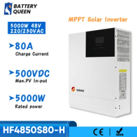 SRNE 48V 5000W Hybrid Solar Inverter 220V 230V AC Pure Sine Wave Inverter Build-in MPPT 80A Solar Controller PV-input 500V DC