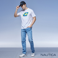Nautica 男裝 涼感刷色休閒牛仔褲-淺藍色