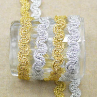 5Meters Gold Lace Trim Ribbon S-shaped Curve Lace Sewing Centipede Braided Lace Wedding Dress Underwear Accessories Decoration