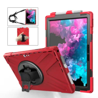 For Microsoft Surface GO 3 2 1 Pro 7 6 5 4 Pro X 2021 Tablet Case Shockproof Cover with Rotatable Bracket Stand Hand Strap