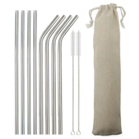 1/4/8pcs Metal Straw Set Reusable Straw 304 Stainless Steel Drinking Straw with Brush Eco-Friendly Silver Straw For Mugs 20/30oz
