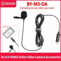 BOYA BY-M3-OA Lavalier Microphone Omnidirectional Type-C Audio Output Jack Designed for DJI OSMO Action Video Camera Accessories