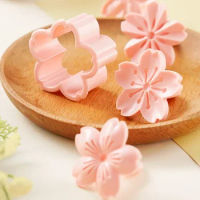 5pcs/set Sakura Cookies Mold Stamp Biscuit Fondant Cranberry Shape Press FlowerPlastic Baking Tools Convenience Tools