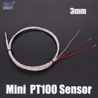 White color 3 wire type Mini PT100 Thermal resistance 3*30mm PT100 RTD sensor with Tetrafluoro sheath sensor wire Thermistor