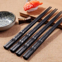 1 Pairs Black Alloy Chinese Chopsticks Food Sushi Sticks Reusable Non Slip Dishwasher Safe Bamboo Food Grade Chopsticks