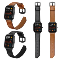 For Xiaomi Huami Amazfit GTS / Bip lite / Amazfit GTR Brown Black Leather Strap Stratos 3 Wrist Band Watchband Bracelet 22 20mm