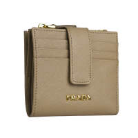【PRADA】金字浮雕Logo 防刮牛皮卡片短夾