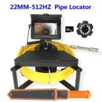 4.3 " 30M IPS Sewer Pipe Inspection Camera with 512HZ Pipe Locator Sewer Drain Industrial Endoscope 16GB DVR with Meter Counter