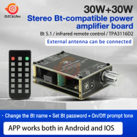 2*30W TPA3118 Bluetooth 5.1 Digital Power Amplifier Board TPA3118 Class D 2.0 CH Stereo Music Wireless Module Audio AMP DC 9-24V
