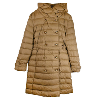 BURBERRY WITLEY 繫腰連帽款長版羽絨外套(咖色)