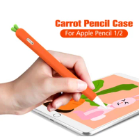Soft Silicone Pencil Cases For Apple Pencil 1 2 Cute Cartoon Carrot Cover Protective Case Anti-Loss Silicone Nib Cap For ipad