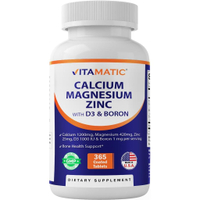 (qdzyws) Vitamatic Calcium Magnesium Zinc D3 Boron | 365 Coated Tablets Supplement | Calcium 1200 mg