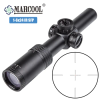 Marcool 1-6x24 IR Tactical Compact Hunting Scope 30mm Tube Glass Ethched Reticle Illuminated Red Dot Shockproof Riflescope