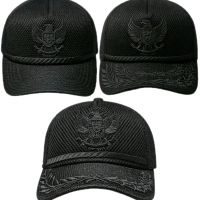 Topi garuda full hitam PREMIUM golongan2,3,4. dengan bordir super timbul,bahan double mess, lidah