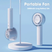1200mAh USB Mini Fan Hanging Neck Handheld Lazy Mini Leafless Small Fan Portable Lanyard Fan Creative Gift USB Rechargeable Fan
