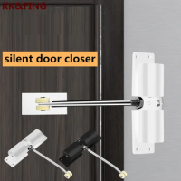 KK&amp;FING Home Door Automatic Door Closer Stainless Steel Adjustable Double Spring Silent Large Door Closer Mute Sequencer