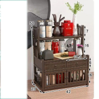 木製置物架（梯形款【40長四層雙抽雙門】） 