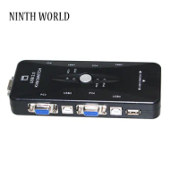 New USB2.0 KVM Switch 4 Ports Selector VGA Print Auto Switch Moniter Box VGA Splitter V322 USB 2.0 KVM Switch