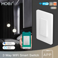 MOES WIFI Star Ring Series Switch Tuya Smart WiFi 3 Way/Single Pole Push Button Light Control Voice Control by Alexa Google Home