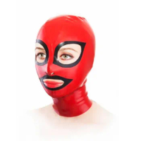 Free Shipping !! Back Zipped Latex Face Hood Sexy Latex Costumes with open eyes and mouth custom made