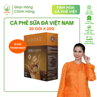 Cà Phê Sữa Đá Việt Nam ADORÉ 1890 Cafe Hòa Tan Vị Truyền Thống Đậm Đà Hộp 400g (20gr x 20 gói)