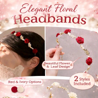 YZR - bando bunga merah putih bando anak dewasa aksesoris imlek natal headpiece ala korean style