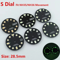 NH35 Dial NH36 Dial Watch S Dial Green Luminous Face for Seiko NH35 NH36 Automatic Movement Watch Accessories Repair Tools
