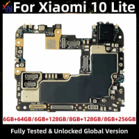 Motherboard for Xiaomi Mi 10 Lite 5G, Original Mainboard, Main Circuits Board Plate, Global Firmware, 64GB, 128GB, 256GB ROM