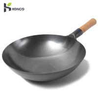 Konco Iron Wok Traditional Hand Hammered Iron Wok,Chinese Cooking Pot General Use for Gas and Induction Cooker