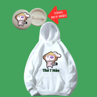 Áo Khoác Hoodie Thỏ 7 Màu trẻ em dày tay, màu trắng vải Nỉ có mũ-Kèm huy hiệu
