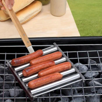 Barbecue Sausage Grilling Rack Roller BBQ Picnic Camping BBQ Hot Dog Grill Pan Home Kitchen Barbecue Grilling Accessories