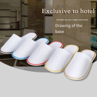 1Pair Disposable Slippers Hotel Travel Slipper White Party Home Guest Men Women Unisex Closed Toe Anti-slip Spa Slippers