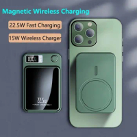 New Design Magnetic Qi Wireless Charger PowerBank 22.5W Fast Charging For iPhone 15 14 13 Pro 12 11 Samsung S22 Huawei Xiaomi