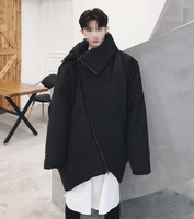 FINDSENSE Z1 韓國 時尚 潮 男 暗黑 寬鬆 中長款  不對稱 防寒外套 棉衣
