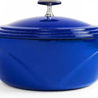 Lodge 6 Qt Enameled Cast Iron Dutch Oven -Cast Iron Cookware - Dutch Oven Pot with Lid - Smoothing Sailing Color - 6 Qt Capacity