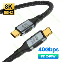 PD240W USB4.0 40Gbps Type C to C Cable PD3.1/QC4.0/3.0 Fast Charge Cable 8K@60Hz for PS5 Nintendo Switch Galaxy S22 MacBook Pro