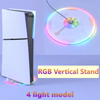 RGB Vertical Stand for PS5 and PS5 Slim Console, Original 1:1 Metal Base for Playstation 5 Disc and Digital Edition Accessories