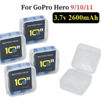 Battery or Charger 2600mAh For GoPro Hero 11 10 9 Battery With Protect Case For GoPro HD Hero 9 Hero10 11 Camera Accessories