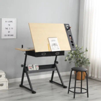Retailable wooden height adjustable professional drafting table for architects school drawing desk