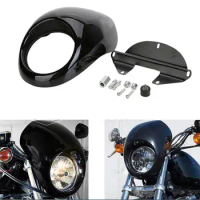 Black Headlight Fairing For Harley Front Fork Mount Dyna Sportster XLCH