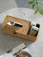 Kens紙巾盒家用 抽紙盒草編 客廳茶幾多功能收納盒遙控器收納創意